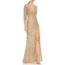 Mac Duggal Ruched Sequin Trumpet Gown In Light Gold At Nordstrom, Size 0