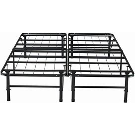 Black 14" Full Bed Frame Heavy Duty Foldable Bed Frame Folding Bed Frame With Steel Metal Slats Mattress Foundation
