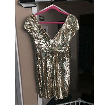 Jovani Gold & Silver Dress Sequin Short Cocktail Prom Dress - Size 0 /
