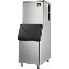 Commercial Ice Maker 450 Lbs./24 H Freestanding Ice Making Machine With 330.7 Lbs. Large Storage Bin 1000-Watt, Silver