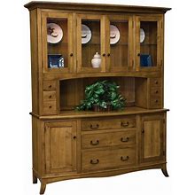 Amish Shaker Hutch China Cabinet 64" Solid Wood ,