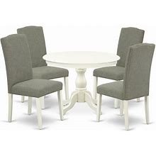 East West Furniture HBEN5-LWH-06 5 Piece Dining Table Set - Linen White...
