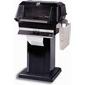 MHP JNR4DD Propane Gas Grill With Stainless Steel Shelves And Searmagic Grids On Black Patio Base - JNR4DD-PS + OCOLB + OP-P