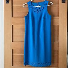 J. Crew Dresses | Scalloped Eyelet Lasercut Sleeveless Blue Dress | Color: Blue | Size: 0