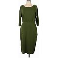 Moyabo Casual Dress - Sheath Scoop Neck 3/4 Sleeves: Green Solid Dresses - Women's Size Large