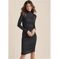 Women's Long Sleeve Ruched Dress - Black, Size S By Venus
