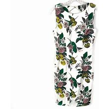 H&M Dresses | H&M Us 2 White Pink Floral Print Sheath Mini Dress Sleeveless Cut Out Yellow | Color: Pink/White | Size: 2
