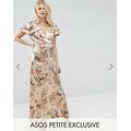 Asos Petite Premium Printed Satin Wrap Maxi Dress Size Us 6 Size