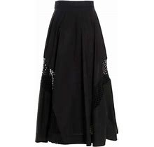 Msgm Women Black Cotton High-Waist Cut Out-Detailed Maxi Skirt