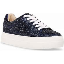 Blue By Betsey Johnson Sidny Rhinestone Embellished Platform Lace-Up Sneakers, Womens, 5.5M, Navy
