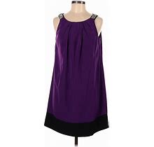 Blu Sage Casual Dress - Shift: Purple Solid Dresses - Women's Size 8