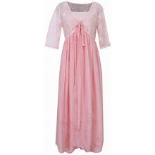 Patchwork Lace-Up V-Neck Pink Long Dress + Sling Dress 2 Pc Vintage Loose Hanfu