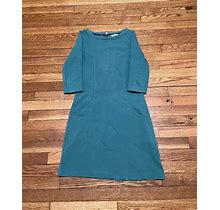 Boden Ribbed Knit Dress 3/4 Sleeve Green Shirt Dress Women's Size 4