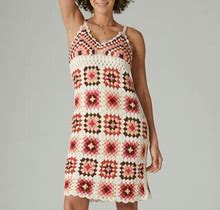 Lucky Brand Crochet Square Mini Dress - Women's Clothing Dresses Mini Dress In Pink Granny Square, Size XL