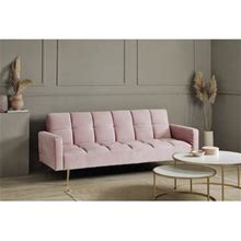 Jahnke Chillax Posh 83.86" Square Arm Sleeper Sofa Velvet/Metal In Pink | 33.07 H X 83.86 W X 33 D In | Wayfair 6128Ddd0f26de61dd28f5db485273546