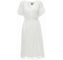 Nissa Lace Detail Silk Dress - White - Casual Dresses Size M