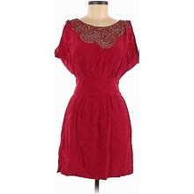 BCBGMAXAZRIA Casual Dress - Mini: Red Print Dresses - Women's Size 8