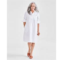 Style & Co Petite Perfect Cotton Shirtdress, Created For Macy's - Bright White - Size PM
