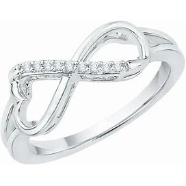 Heart Shaped Infinity Diamond Ring In Sterling Silver (1/20 Cttw, J-K, I1-I2) (Size-8)