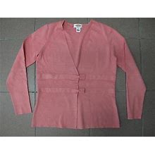 Women's Pale Pink Dress Silk Top Cardigan Talbots Bow Sz M