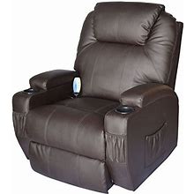 Homcom Massage Heated PU Leather 360 Degree Swivel Recliner Chair With Remote - Brown