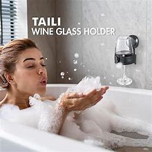 TAILI Wine Glass Holder For Shower, Suction Cup Bathtub Wine Glass Holder For Beer, Wine, Drinks, Portable Wall-Mounted Wine Cup Holder For Bathtub,