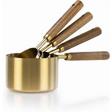 Everything Kitchens Modern Essentials Gold Measuring Cups With Wood Handles | Set Of 4
