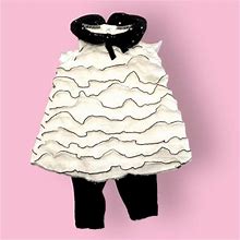Nannette Dresses | Nannette Baby Dress Ruffles Sequins Leggings | Color: Black/Cream | Size: 0-3Mb