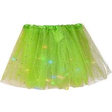 Kunaik Women Star Sequins Mesh Pleated Tulle Princess Skirt With LED Small Bulb Skirt Sequin Dress For Women Brilliant Party Dress