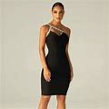 Custom Made To Order Backless One Shoulder Beaded Stretch Dress Plus