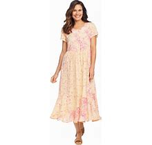 Plus Size Women's Rose Garden Maxi Dress By Woman Within In Banana Pretty Rose (Size 38 W)