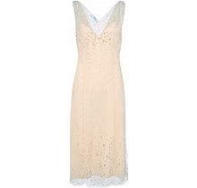 Prada Women's Embroidered Tulle Dress - Beige - Size 10