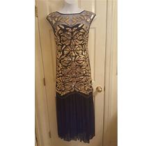 Black & Gold Sequin Formal Party Dress. Sz. Xl