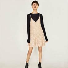 Zara Dresses | Nwt Zara Size S Pink Lace Mini Dress | Color: Cream/Pink | Size: S