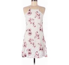 Brandy Melville Casual Dress - A-Line Halter Sleeveless: White Floral Dresses