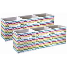 Storage Bins - Chevron Multi-Colored Pattern, 6 Pack - Rainbow
