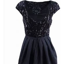 Calvin Klein Dresses | Calvin Klein Women's Sequined Fit & Flare Party Dress | Color: Black | Size: 10
