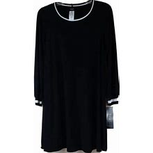 Msk Petite Womens Long Sleeve Black Dress Athleisure Scoop Neck Size