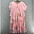 Unbranded Floral Dress Coral Pink Peach Womens Sz M Round Neck Stretch 38"" Chest