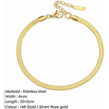 FASHION STORE Stainless Steel Chain Anklets For Women Golden