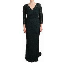 Dolce & Gabbana Elegant Lace Floor-Length V-Neck Women's Dress