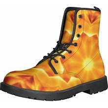 Flame Kaleidoscope Print Leather Boots