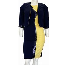 Maya Brooke Jacket Dress 28303, Yell/Navyw / 10 | Church Suits For Less