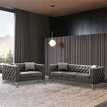 House Of Hampton® Jennel 2 - Piece Velvet Living Room Set Velvet In Gray | 29.01 H X 82.31 W X 32.31 D In | Wayfair Living Room Sets