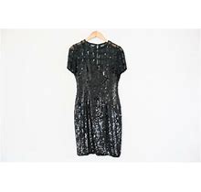 A.J. Bari Petites | Vintage 80'S Black Sequin Short Sleeve Short Dress