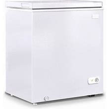 Muhub Chest Freezer, 5.0 Cu Ft Deep Freezer With Adjustable Temperature, Mini Freezer With Removable Storage Basket, Compact Freezer With Top Open Door (White)
