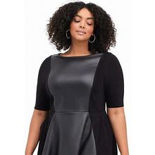 Torrid Dresses | Torrid 4 Nwt Luxe Ponte Coated Skater Dress | Color: Black | Size: 4X