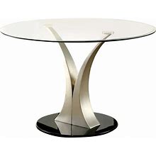 24/7 Shop At Home Dyana Contemporary Glass Top Dining Table, Silver And Black