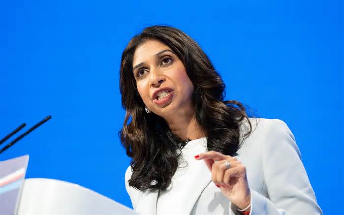Suella Braverman speaking at this year's Conservative Party Conference