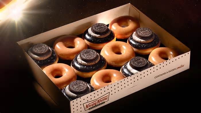 Krispy Kreme is introducing its all-new Total Solar Eclipse doughnut in celebration of the April 8 eclipse.